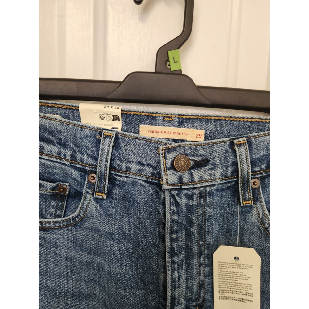 Levi's Blue 728 High-Rise Wide Straight Leg Jeans Size 29 - Picture 3 of 11